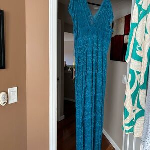 Elegant Teal Evening Maxi Dress NWT